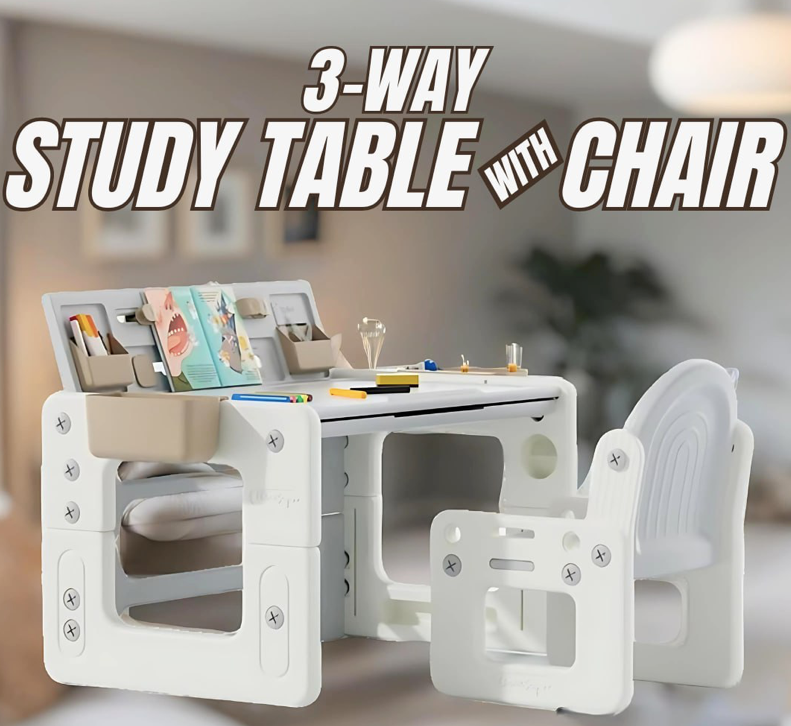 3 Way Study Table with Chair