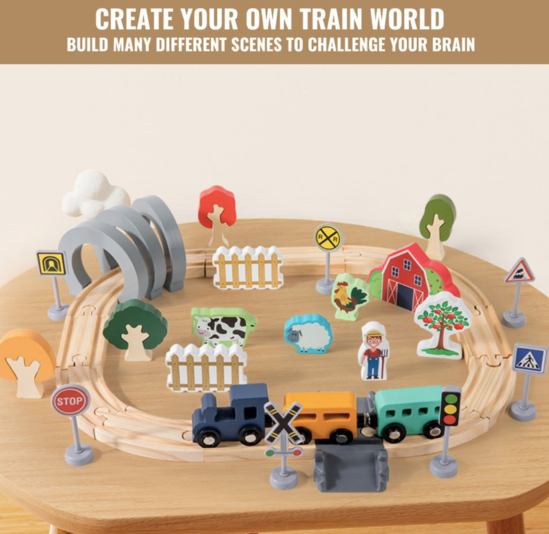 Wooden Farm Rail 42pcs