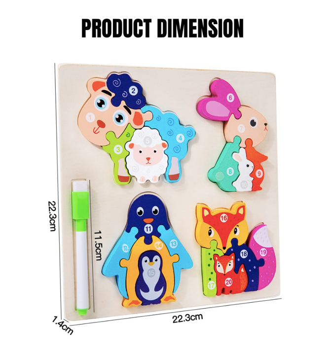 Wooden 2in1 Puzzle & Drawing Board