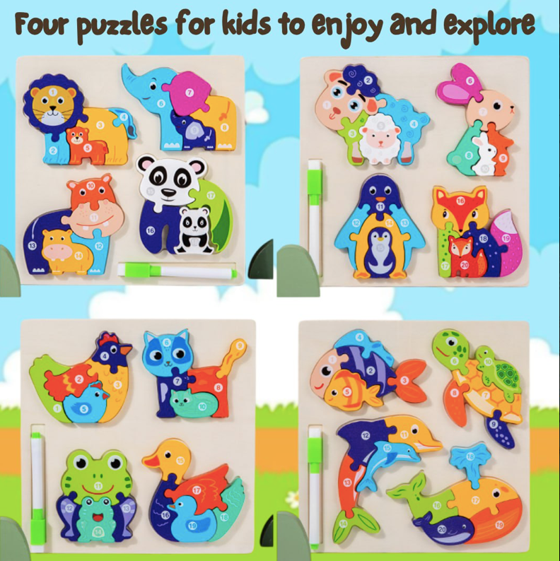 Wooden 2in1 Puzzle & Drawing Board