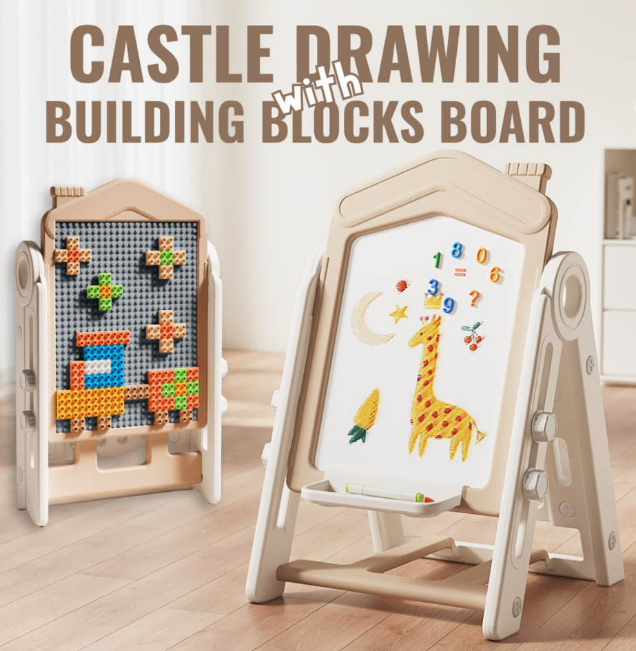 Castle Drawing with Building Blocks Board