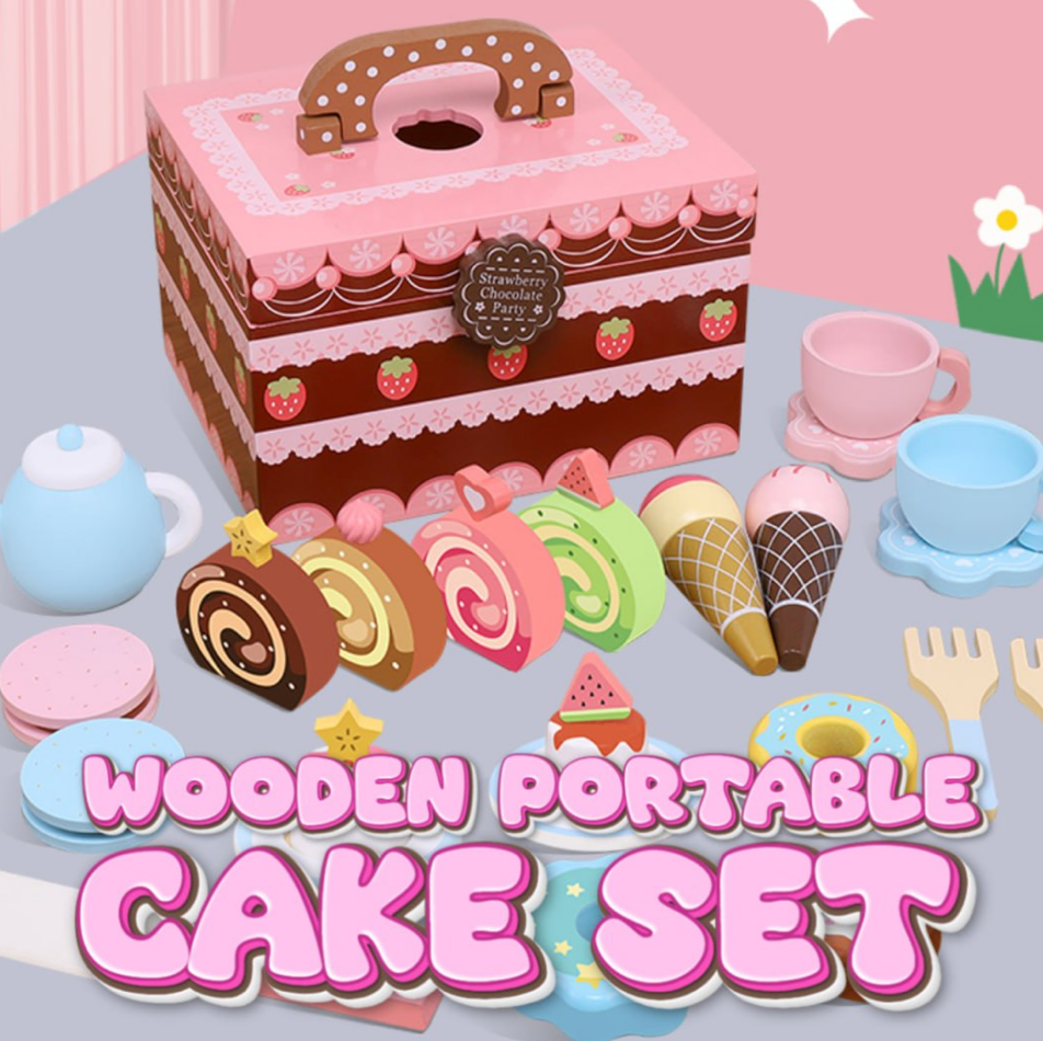 Wooden Portable Cake Set