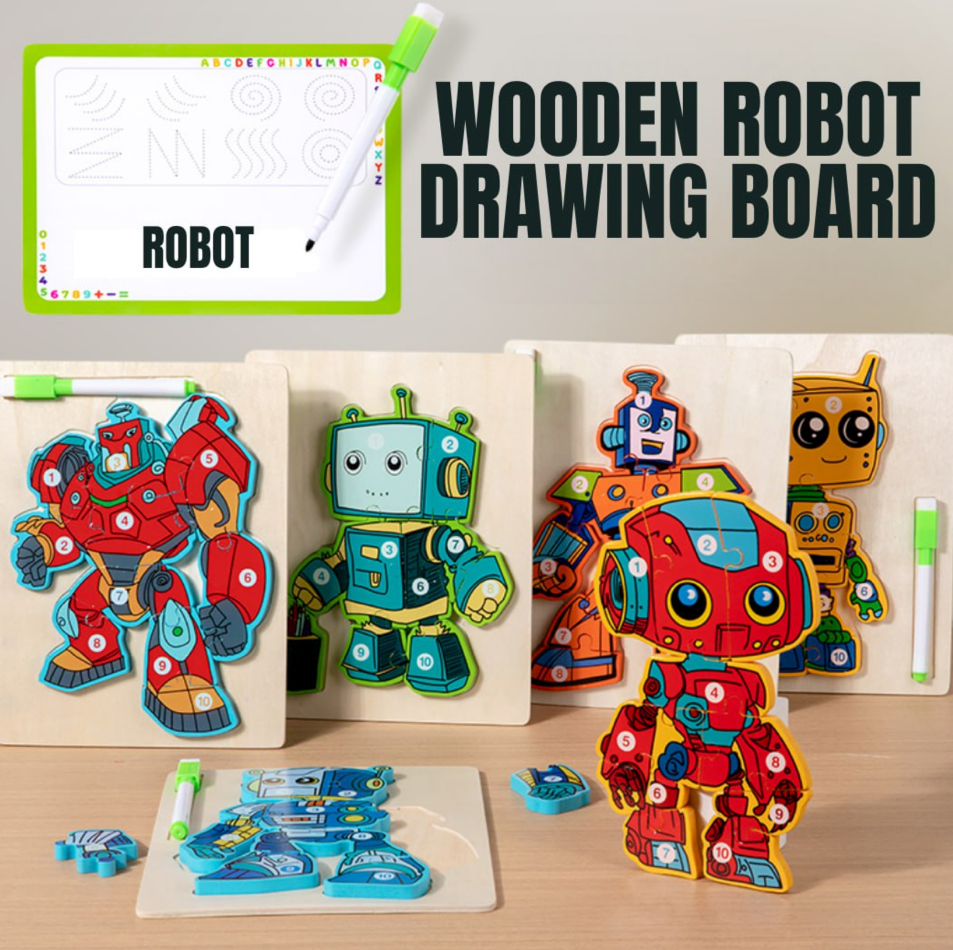 Wooden Robot Drawing Board