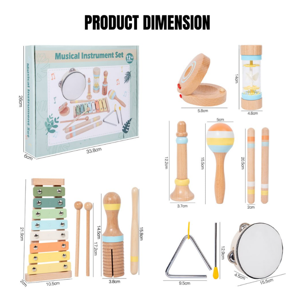 Wooden Musical Instrument Set 9pcs