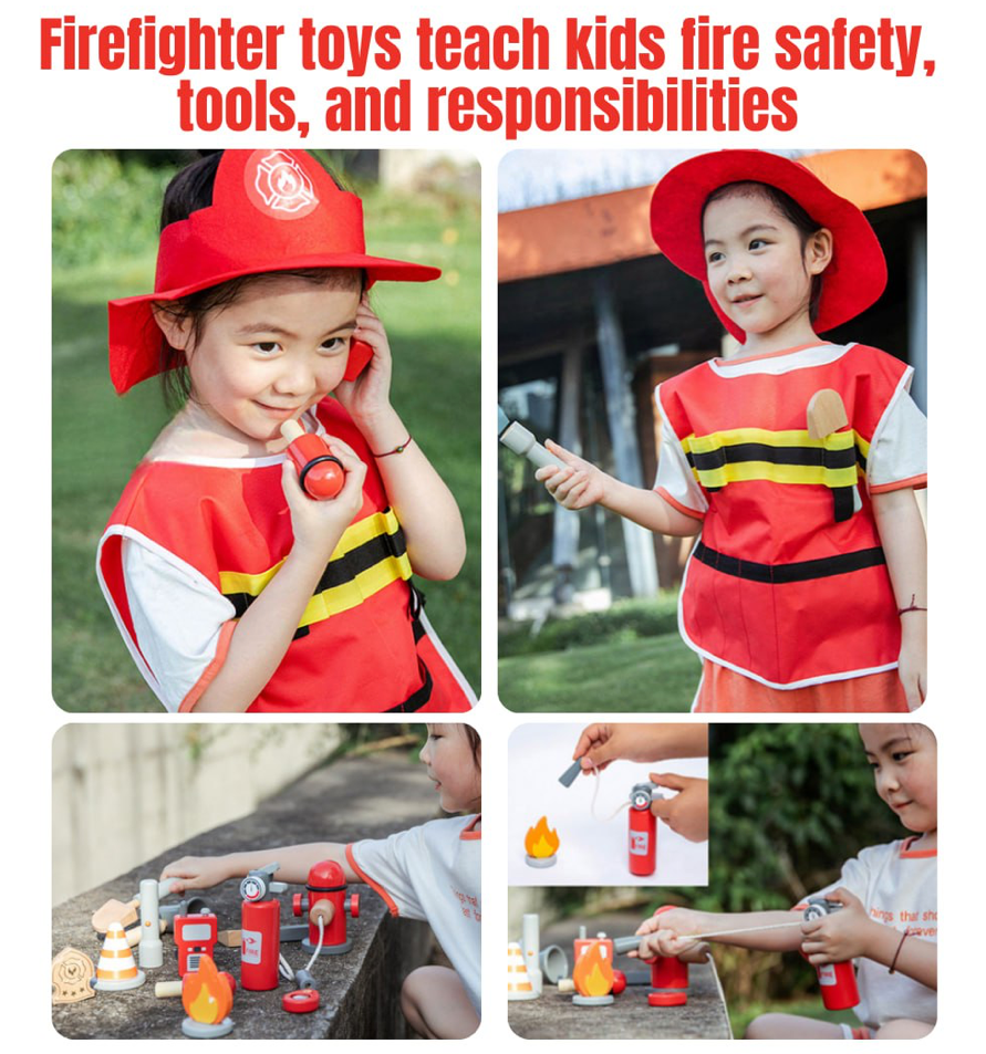 Wooden Firefighter Play Set