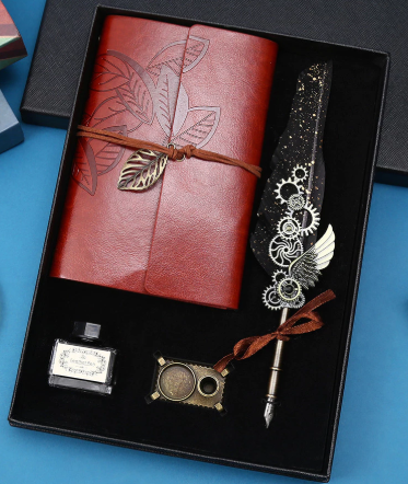 Vintage Writing Set Notebook Dip Pen & Travel Journal