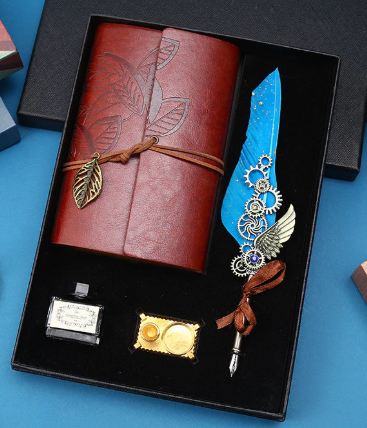 Vintage Writing Set Notebook Dip Pen & Travel Journal