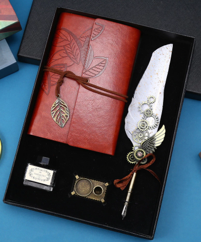 Vintage Writing Set Notebook Dip Pen & Travel Journal