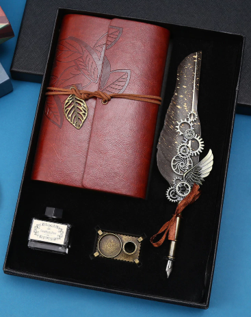 Vintage Writing Set Notebook Dip Pen & Travel Journal